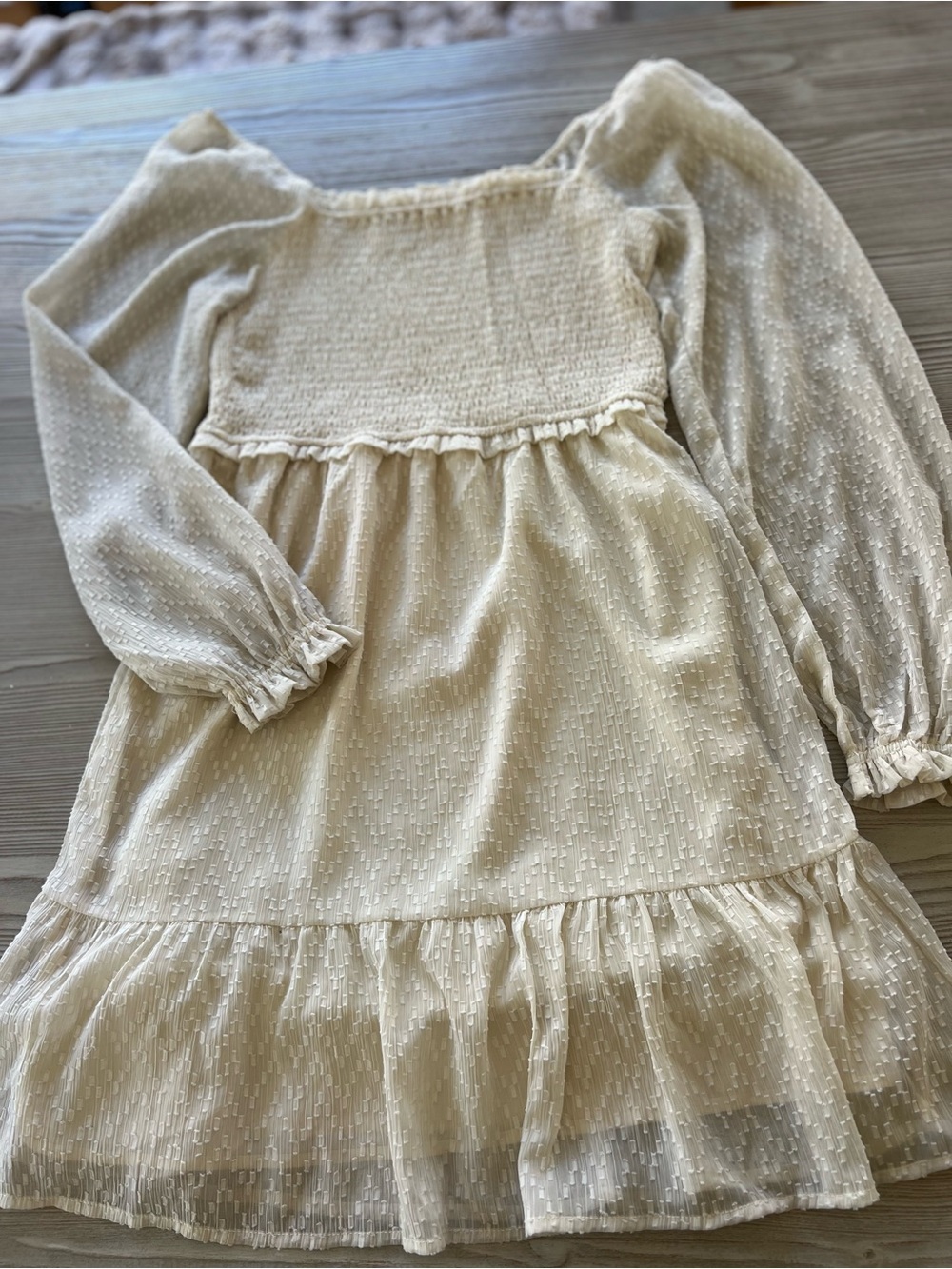 Chelsea28 Cream Swiss Dot Smocked Mini Dress - Picture 2 of 12